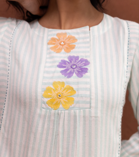 Aisha sea blue yarn dyed Co-ord Set