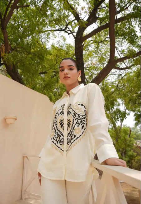 Gaya Cream Cotton Contemporary Co-ord Set
