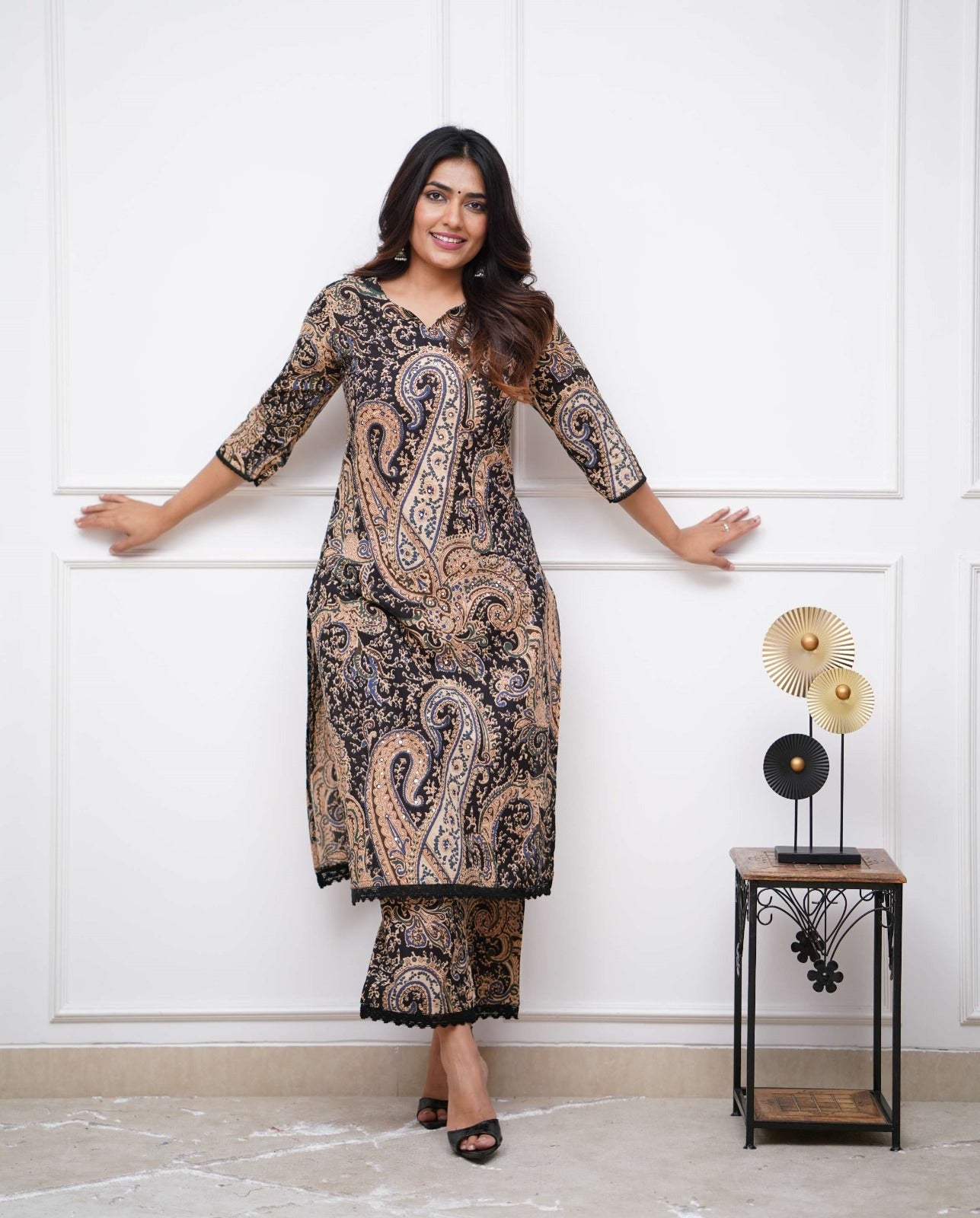 Black Kerry Viscose Long Co-ord Set