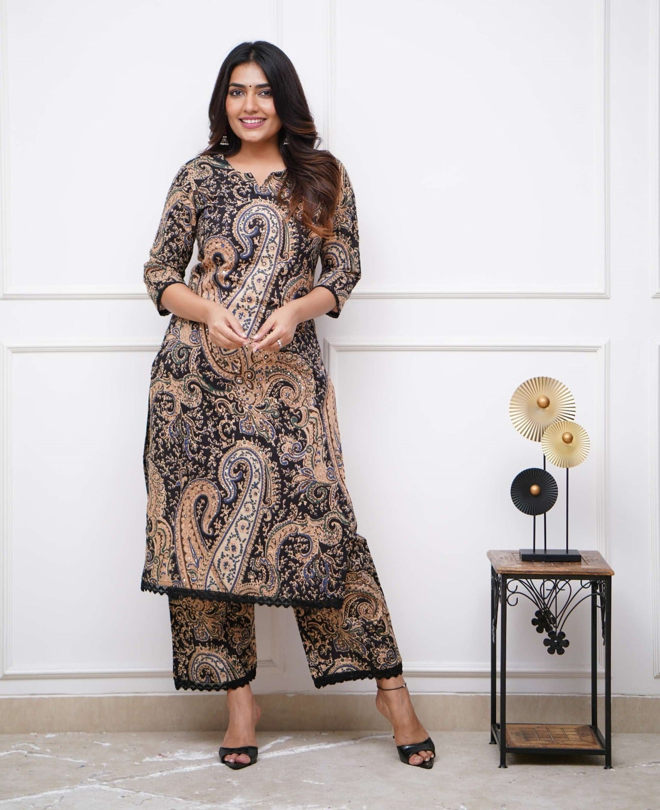 Black Kerry Viscose Long Co-ord Set