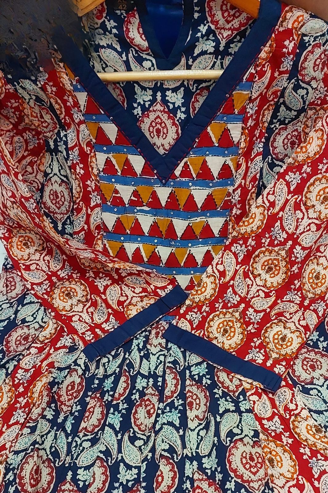 Multicoloured Ajrak Cotton Kurta Set