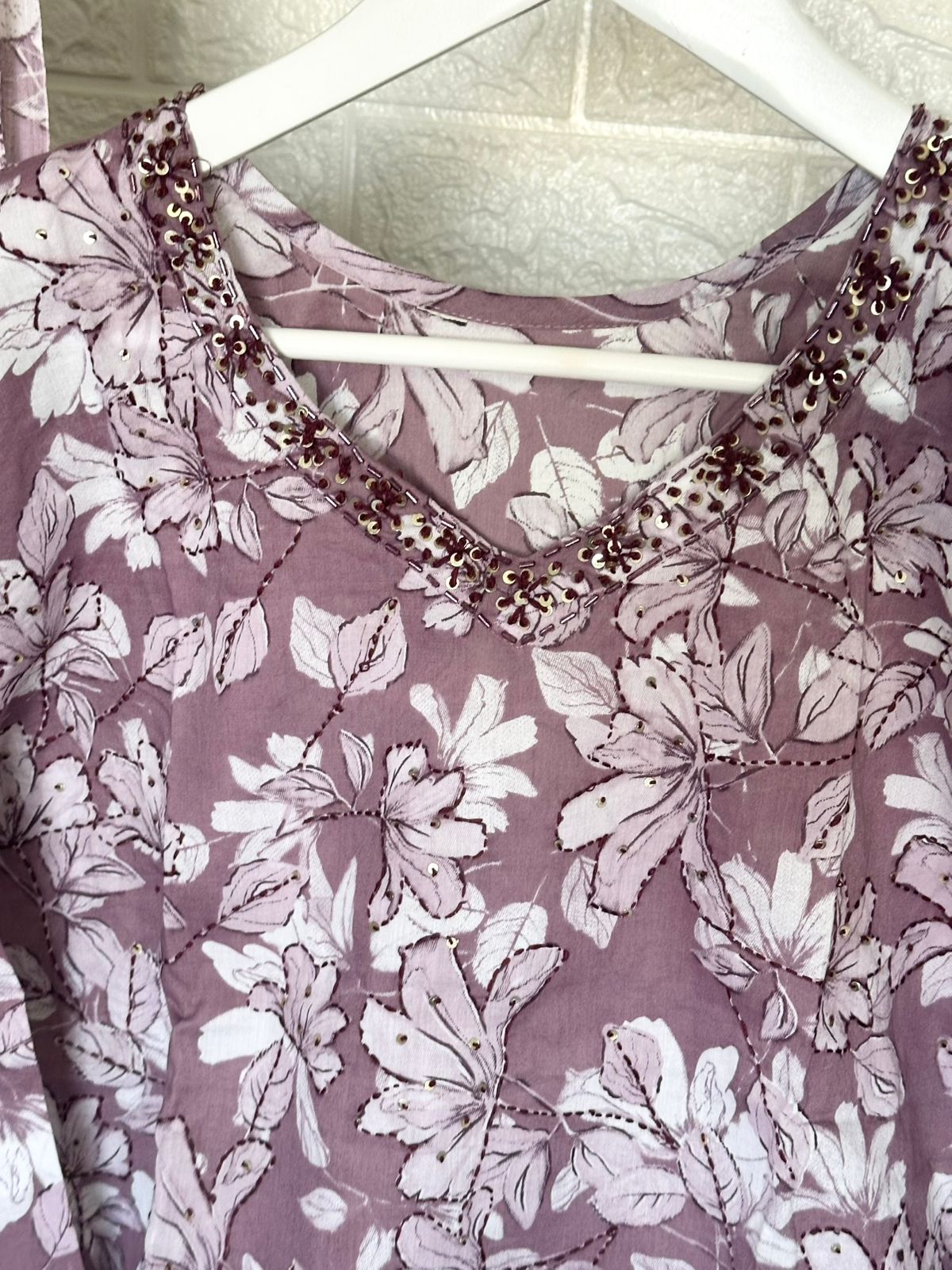 Femi Violet Cotton Floral Suit Set