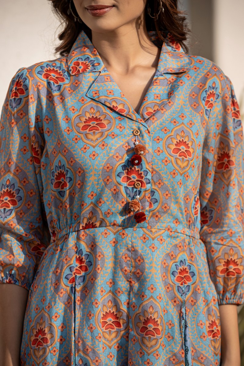 Sana multi-colour Cotton printed short dress