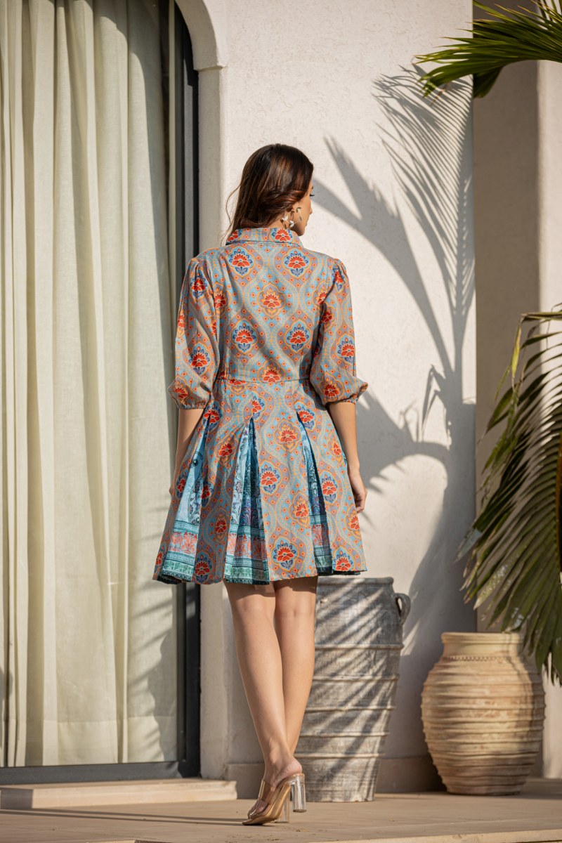 Sana multi-colour Cotton printed short dress